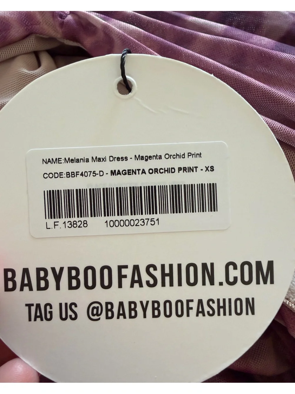 NWT BABYBOO Melania Maxi Dress - Magenta Orchid Print XS